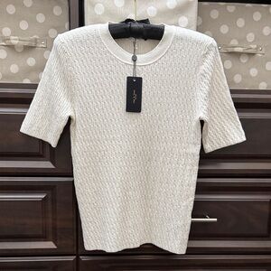 Rag and bone Short Sleeve Textured Knit Top - Ivory